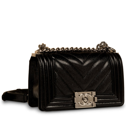 Chanel Boy Bag Caviar Black Shoulder Bag Style 20