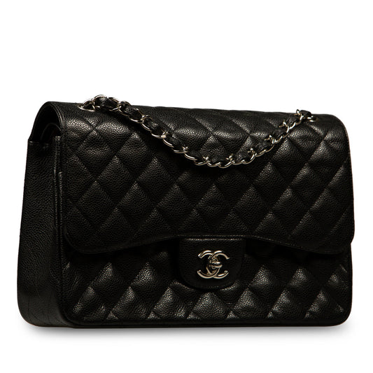 Chanel Classic Flap Caviar Black Shoulder Bag Style 30