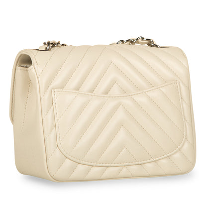 Chanel Classic Flap Lambskin Silver Shoulder Bag Style 27