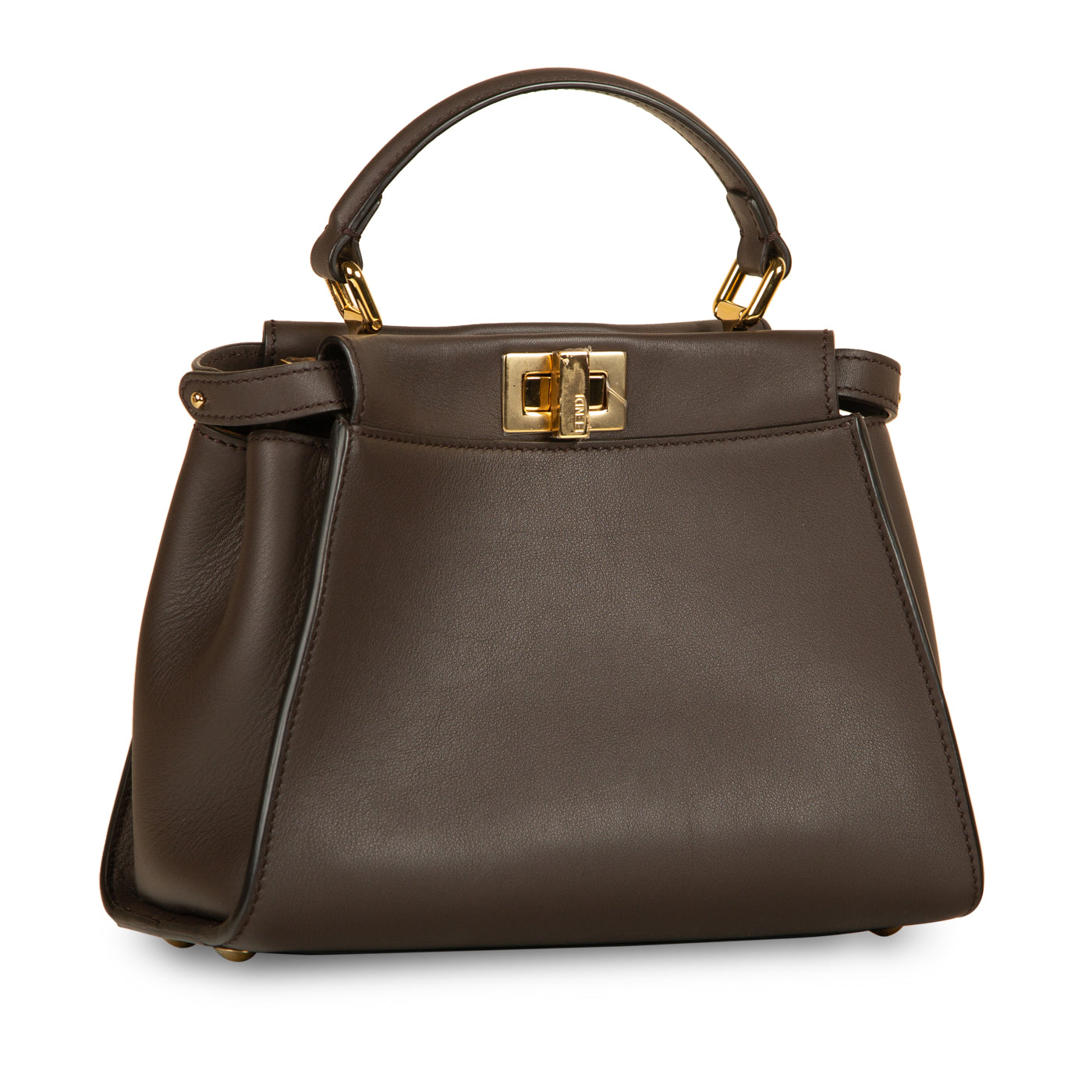 Fendi Peekaboo Leather Brown Handbag Brown