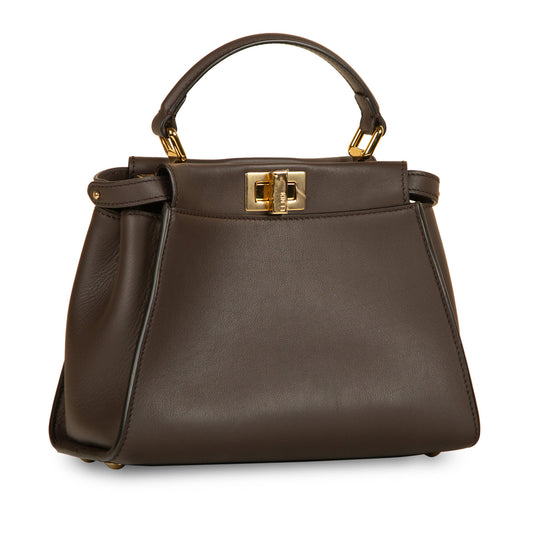 Fendi Peekaboo Leather Brown Handbag Brown