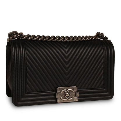 Chanel Boy Bag Lambskin Black Shoulder Bag Style 37