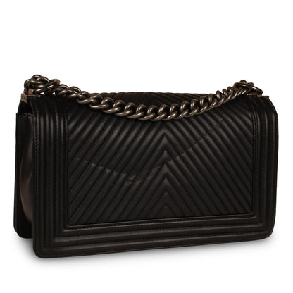 Chanel Boy Bag Lambskin Black Shoulder Bag Style 37