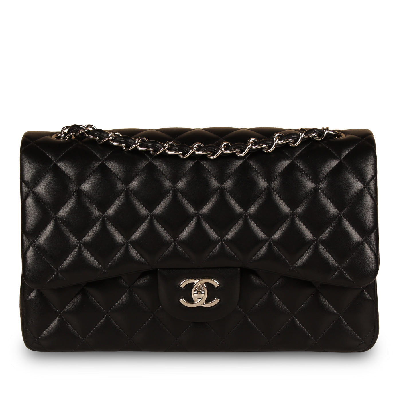 Chanel Classic Flap Lambskin Black Shoulder Bag Style 47