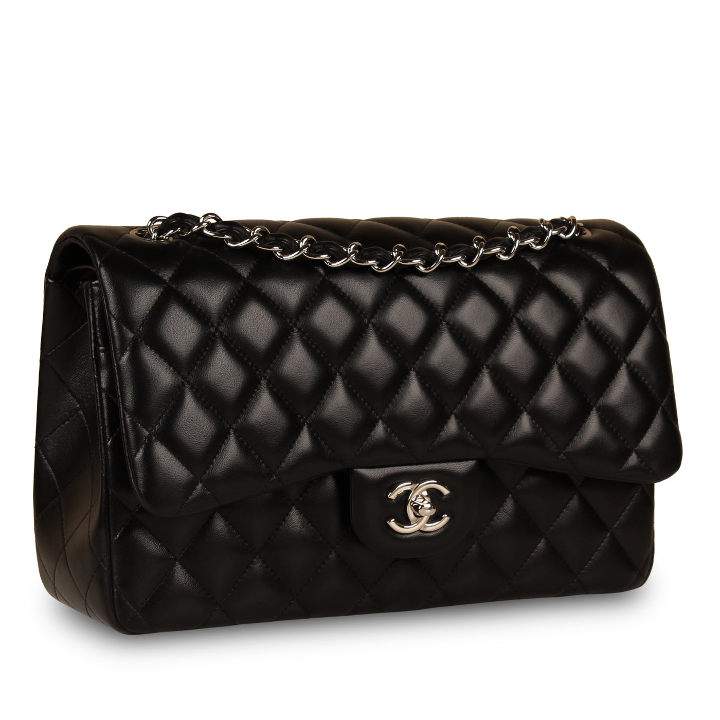 Chanel Classic Flap Lambskin Black Shoulder Bag Style 47