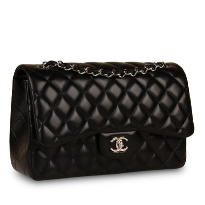 Chanel Classic Flap Lambskin Black Shoulder Bag Style 47