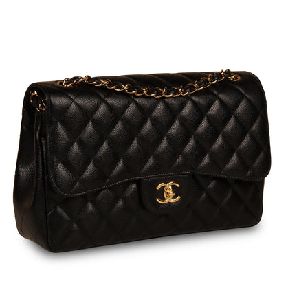 Chanel Classic Flap Caviar Black Shoulder Bag Style 39