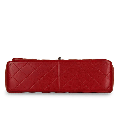 Chanel Classic Red Caviar Flap Bag - Jumbo