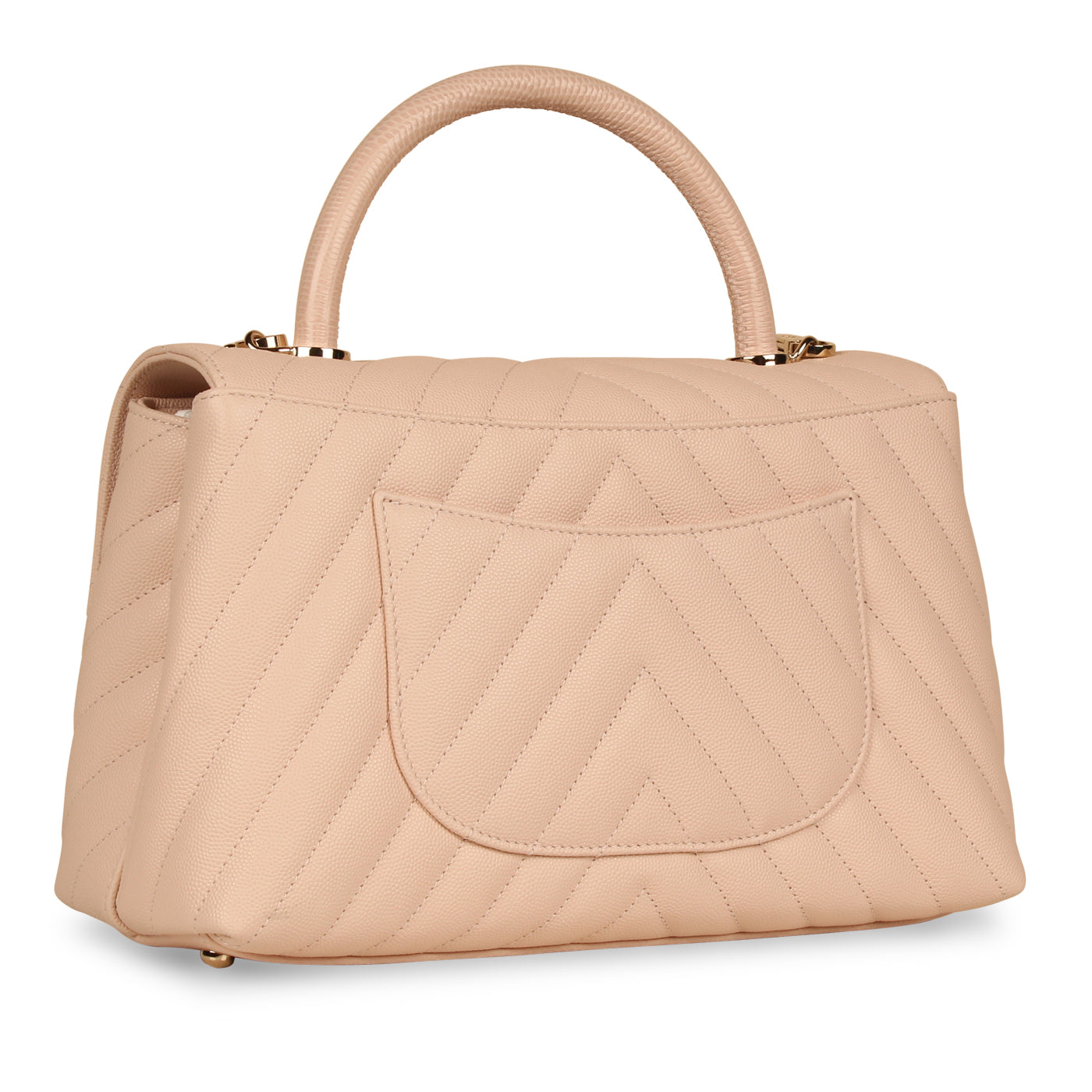 Chanel Pink Chevron Coco Top Handle - Medium
