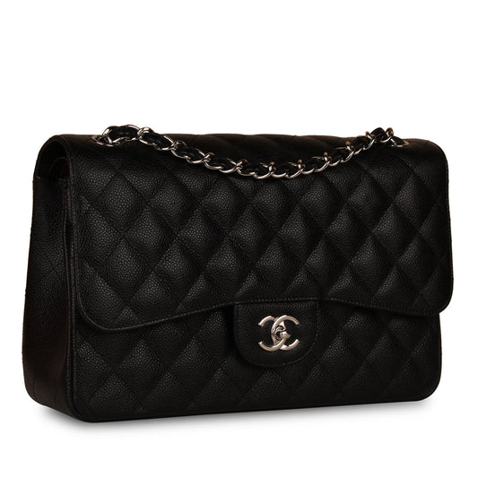 Chanel Classic Flap Caviar Black Shoulder Bag Style 38