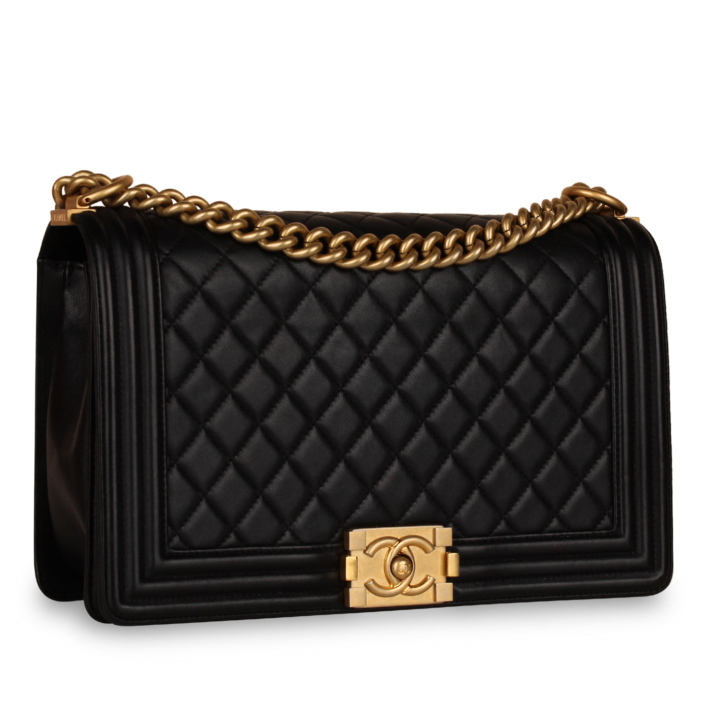 Chanel Boy Bag Lambskin Black Shoulder Bag Style 4