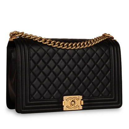 Chanel Boy Bag Lambskin Black Shoulder Bag Style 4