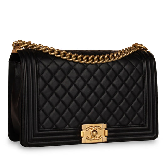 Chanel Boy Bag Lambskin Black Shoulder Bag Style 4