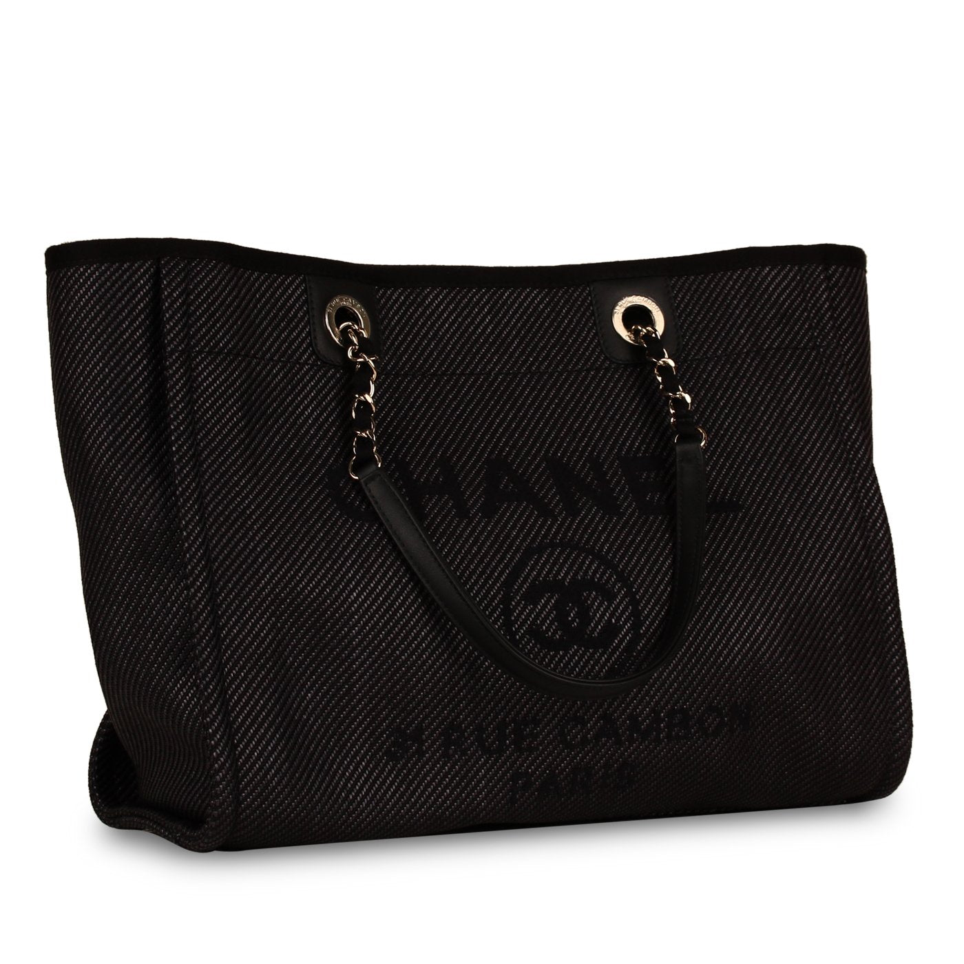 Chanel Cambon Leather Black Tote Bag Leather
