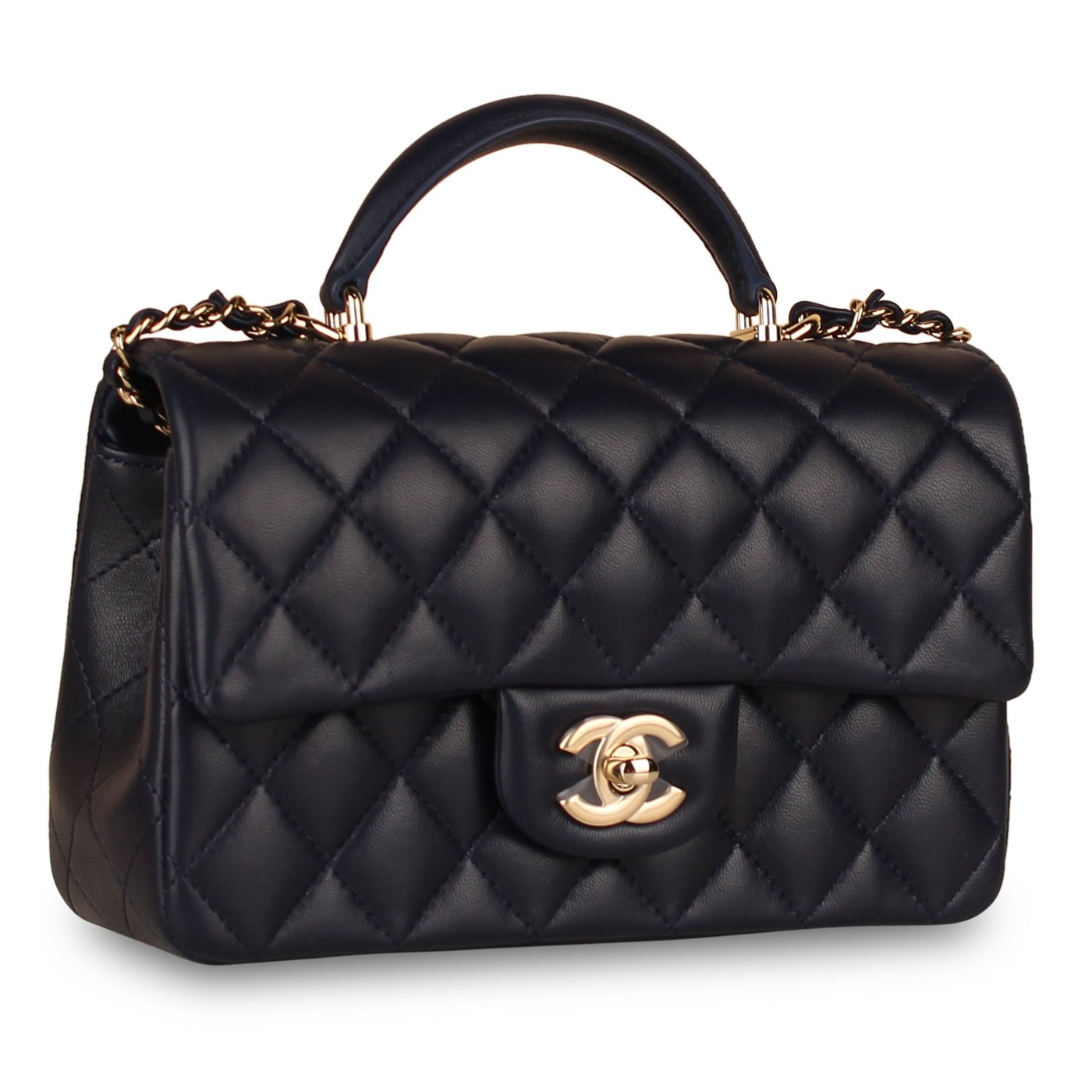 Chanel Classic Flap Lambskin Black Shoulder Bag Style 219