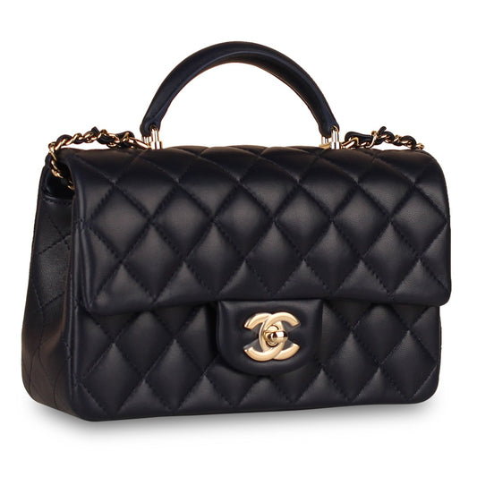 Chanel Classic Flap Lambskin Black Shoulder Bag Style 219