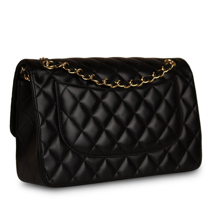 Chanel Classic Flap Lambskin Black Shoulder Bag Style 46