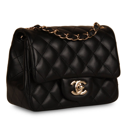 Chanel Classic Flap Lambskin Black Shoulder Bag Style 222