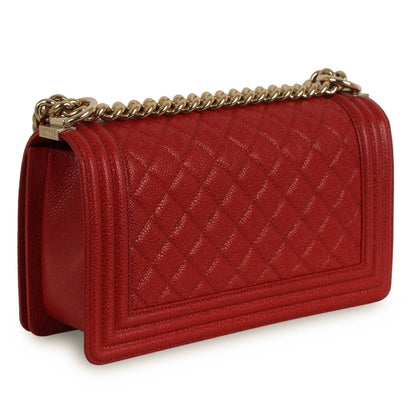 Chanel Boy Bag Caviar Gold Shoulder Bag Style 3