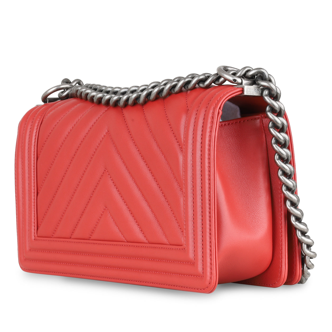 Chanel Boy Bag Lambskin Red Shoulder Bag