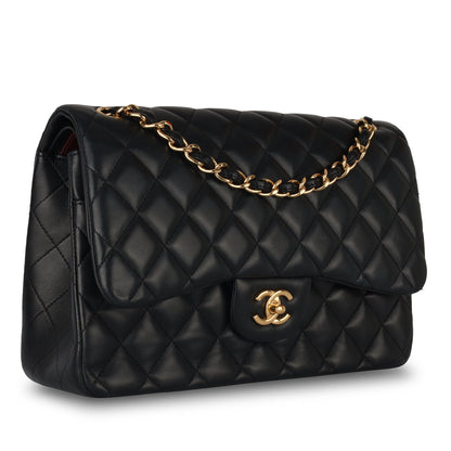 Chanel Classic Flap Lambskin Black Shoulder Bag Style 44