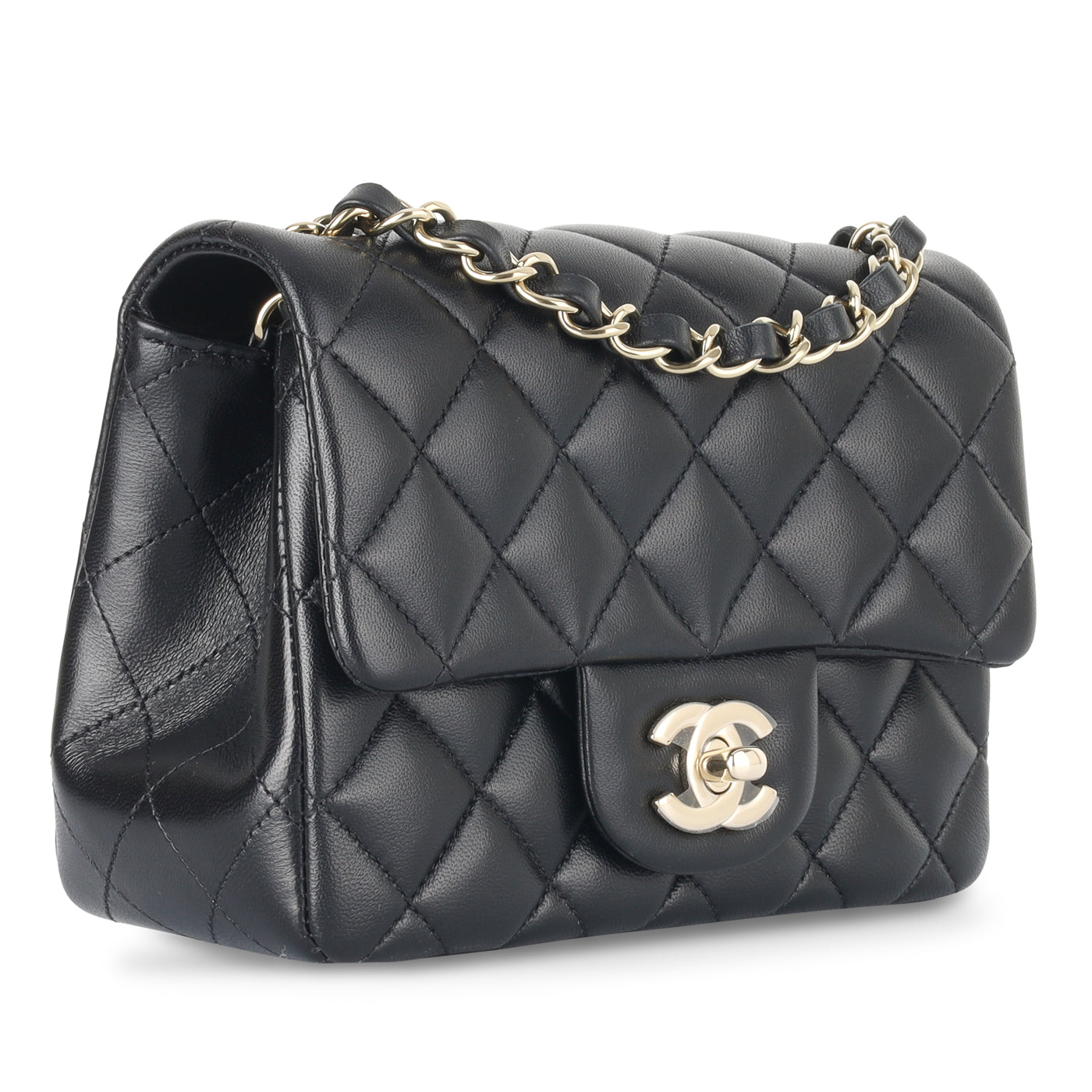 Chanel Classic Flap Lambskin Black Shoulder Bag Style 217