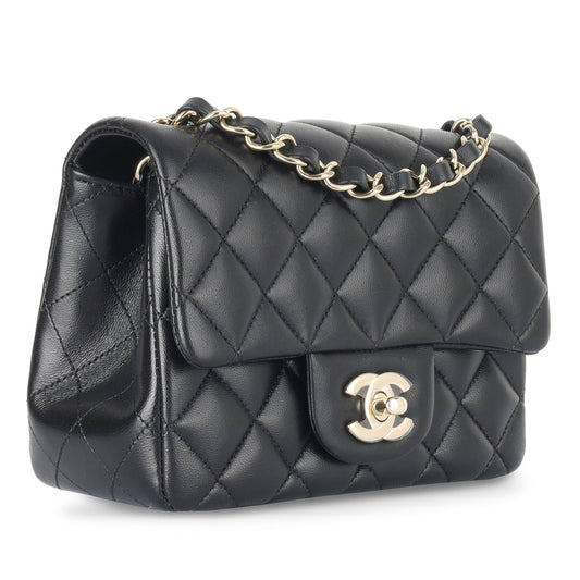 Chanel Classic Flap Lambskin Black Shoulder Bag Style 217