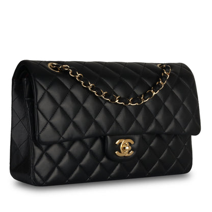 Chanel Classic Flap Lambskin Black Shoulder Bag Style 114