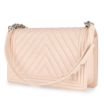 Chanel Boy Bag Lambskin Silver Shoulder Bag
