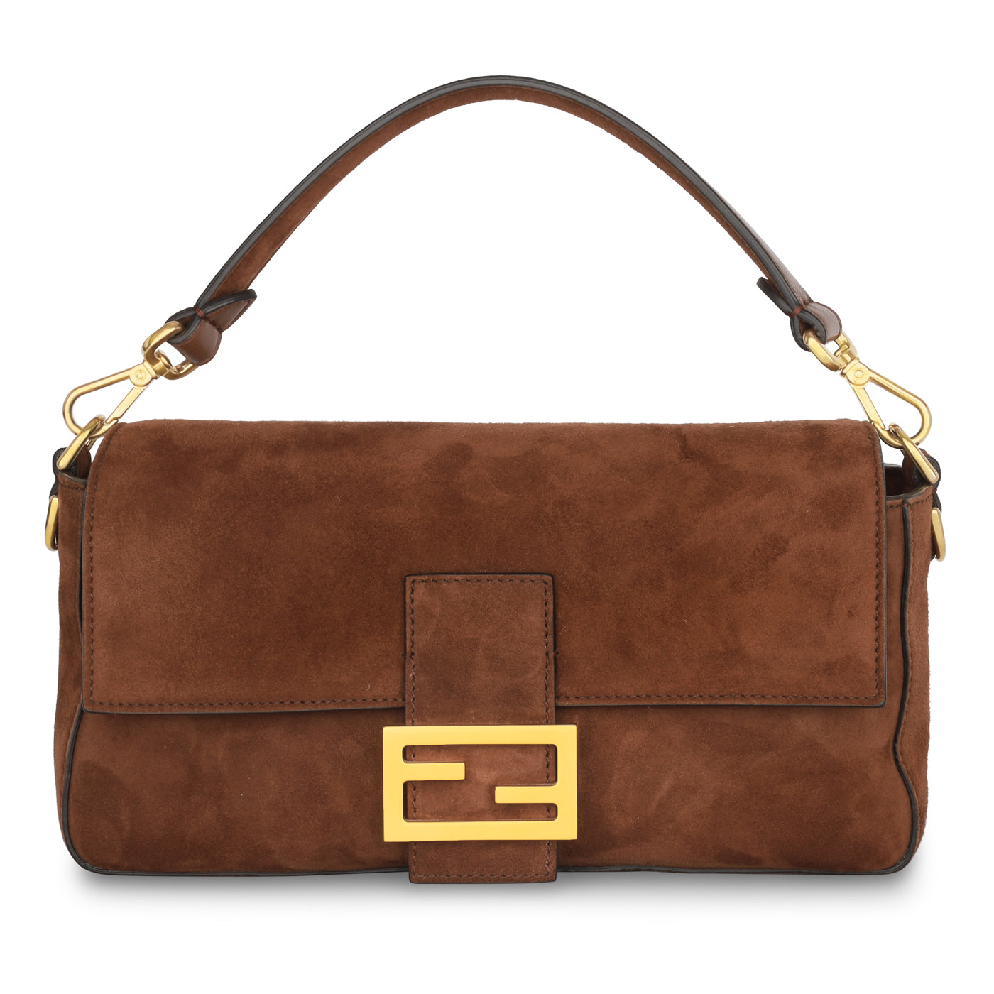 Fendi Baguette Suede Brown Shoulder Bag