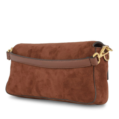 Fendi Baguette Suede Brown Shoulder Bag