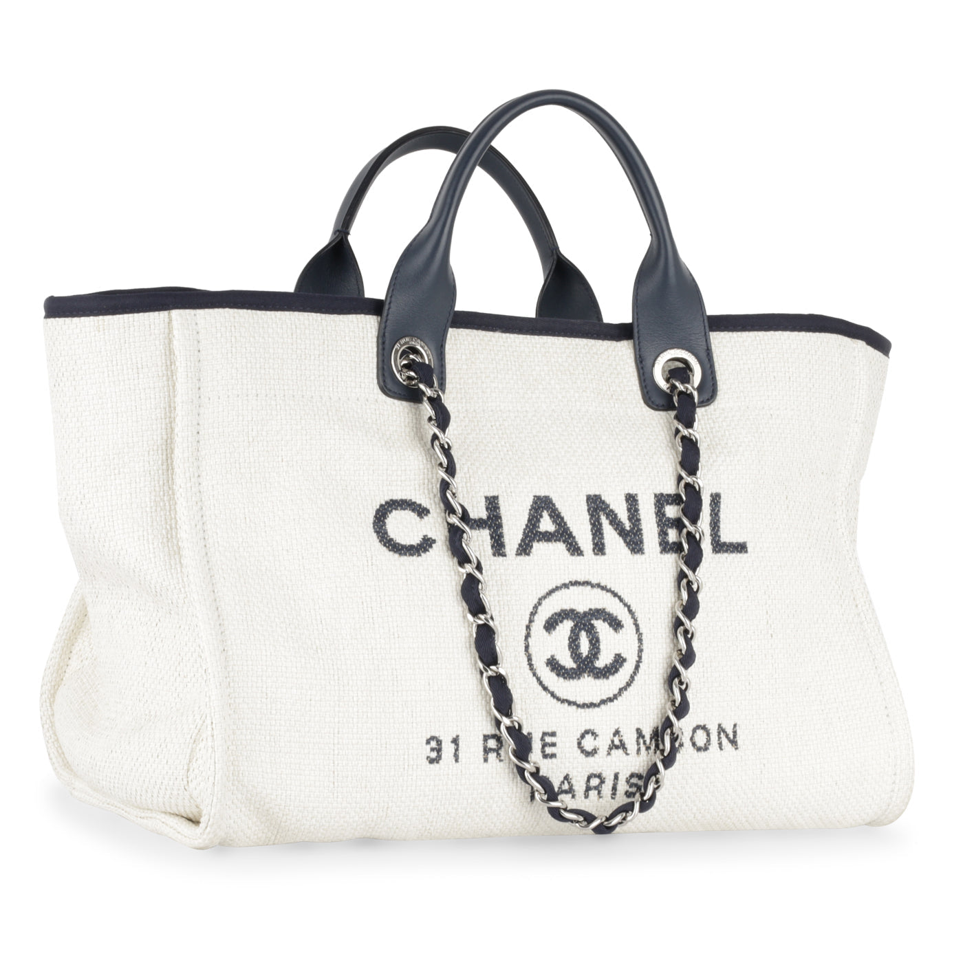 Chanel Cambon Leather Silver Tote Bag