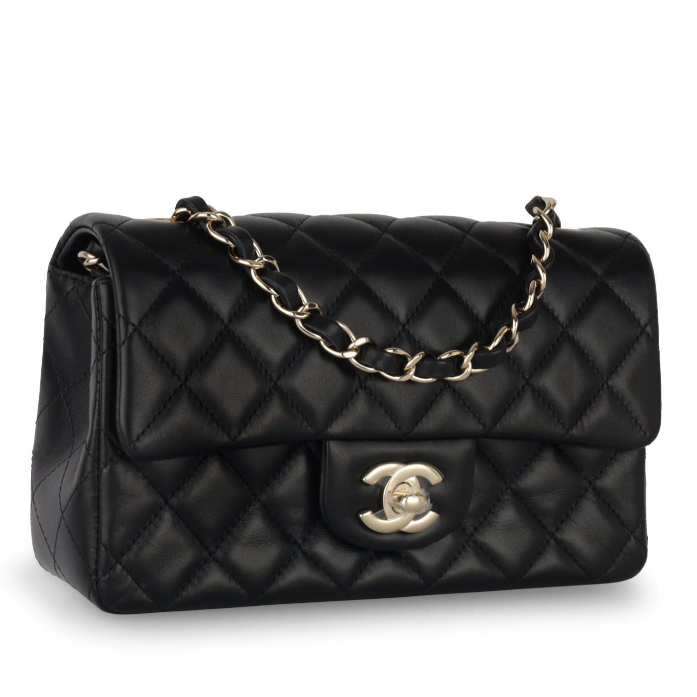 Chanel Classic Flap Lambskin Black Shoulder Bag Style 163