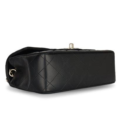 Chanel Classic Flap Lambskin Black Shoulder Bag Style 163