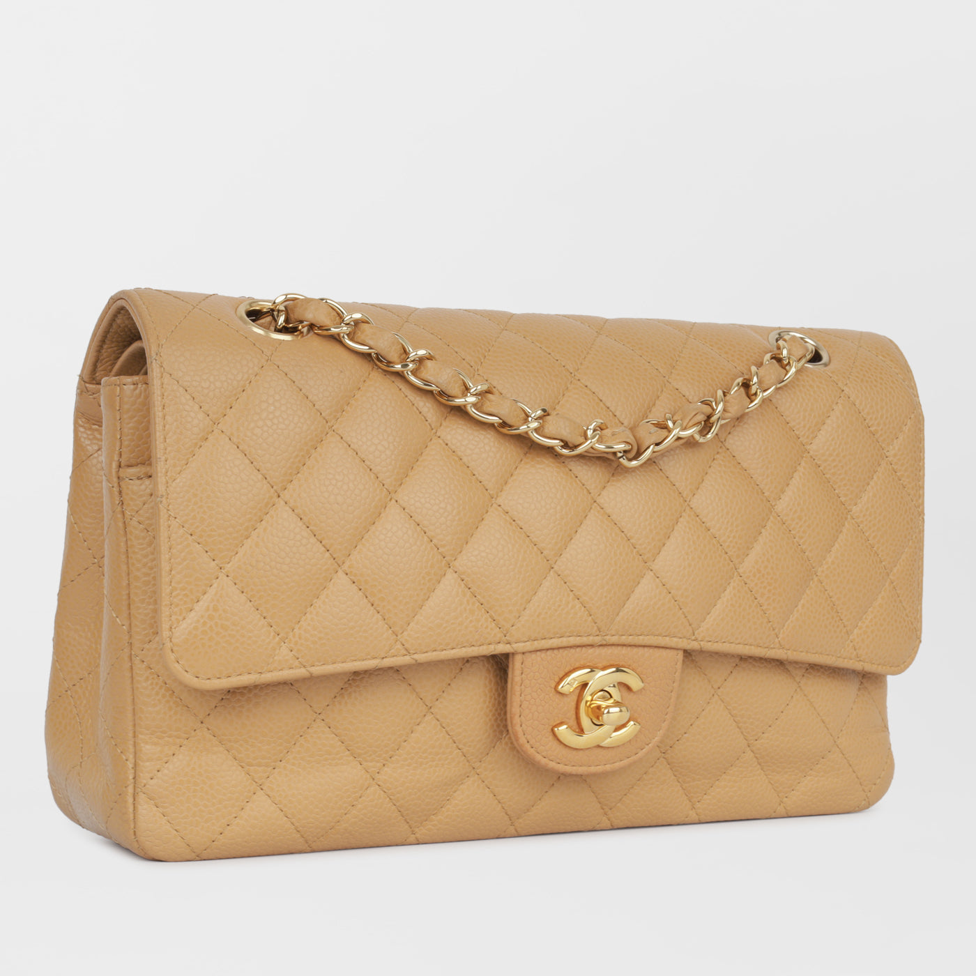 Chanel Classic Flap Caviar Gold Shoulder Bag Style 24