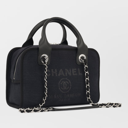 Chanel Deauville Lambskin Black Tote Bag Style 2