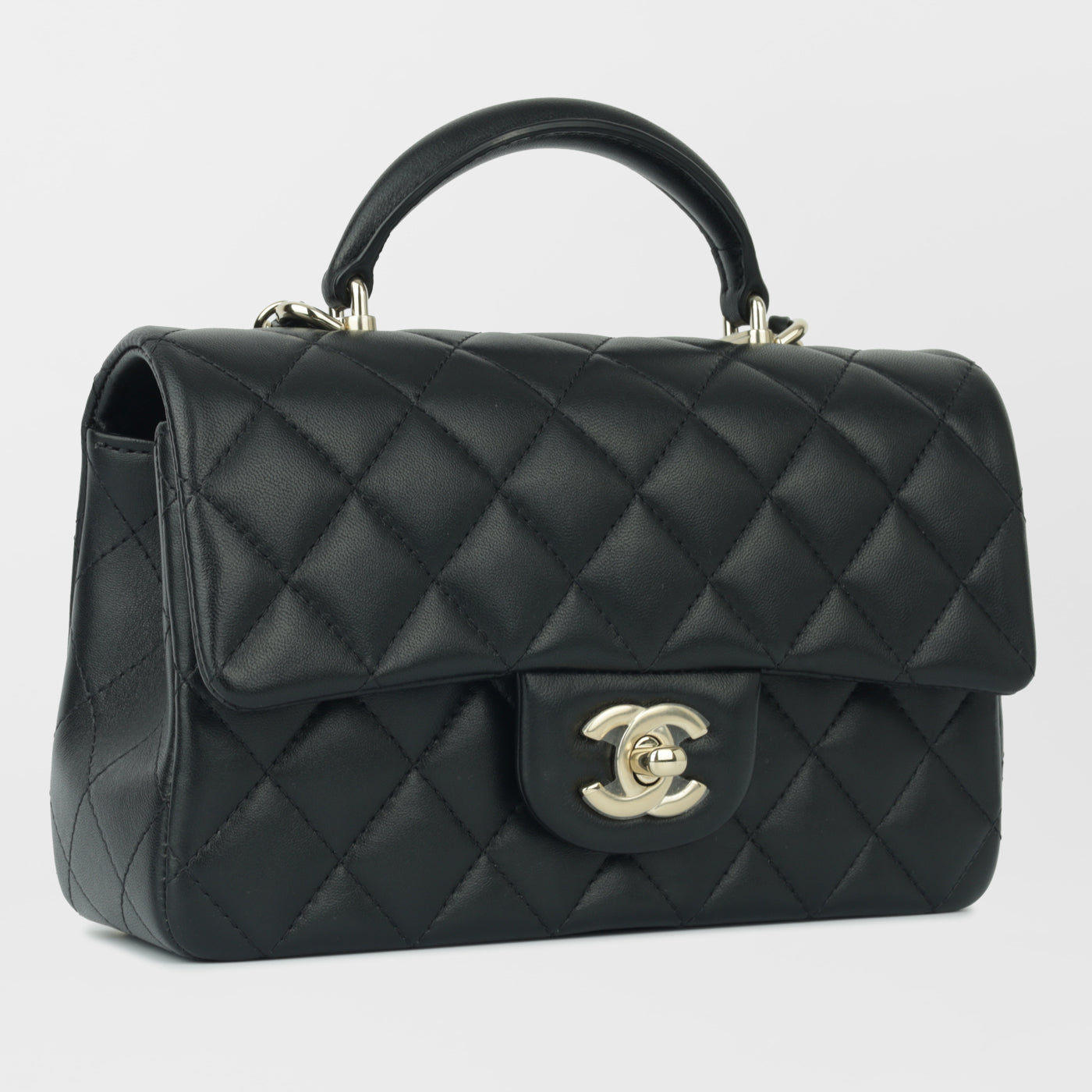 Chanel Classic Flap Lambskin Black Shoulder Bag Style 162