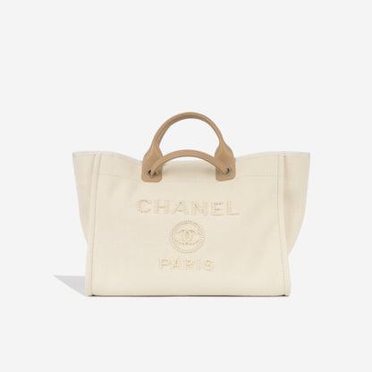 Chanel Deauville Canvas Gold Tote Bag Canvas