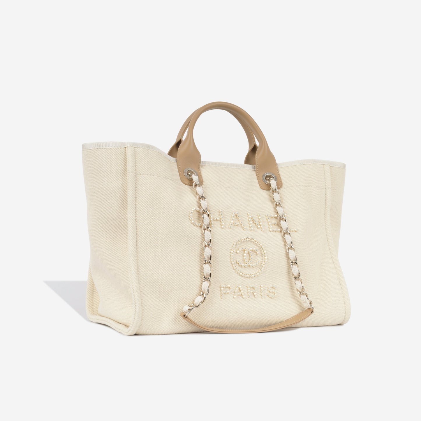Chanel Deauville Canvas Gold Tote Bag Canvas