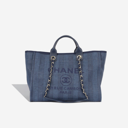 Chanel Deauville Tweed Gold Tote Bag Tweed