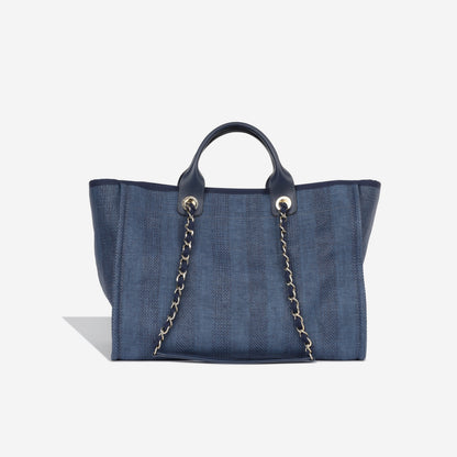 Chanel Deauville Tweed Gold Tote Bag Tweed