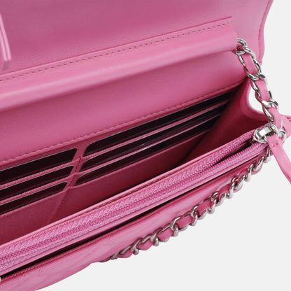 Chanel Wallet On Chain Lambskin Silver Crossbody Style 2
