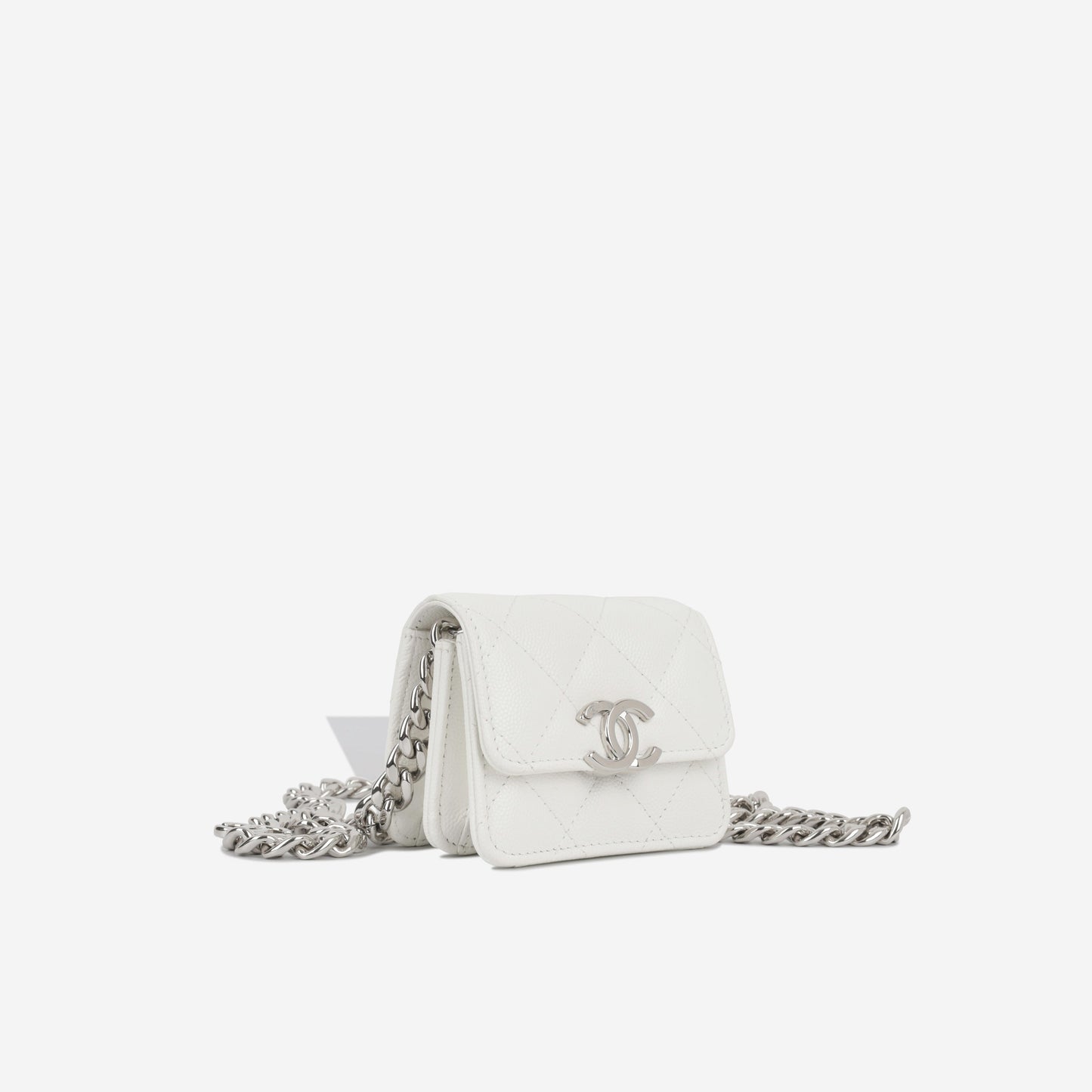 Chanel Vanity Caviar Silver Clutch Caviar