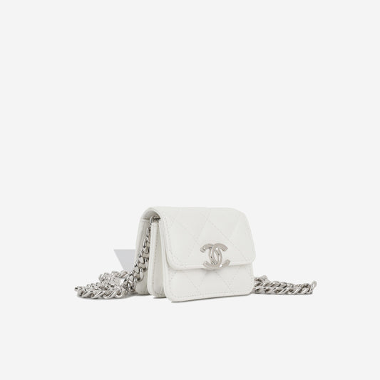 Chanel Vanity Caviar Silver Clutch Caviar