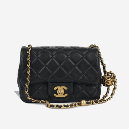 Chanel Classic Flap Lambskin Black Shoulder Bag Style 337