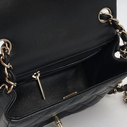 Chanel Classic Flap Lambskin Black Shoulder Bag Style 210
