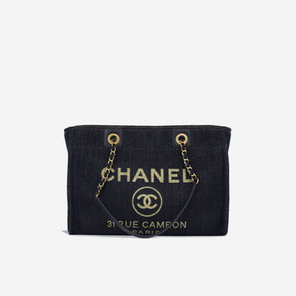 Chanel Deauville Calfskin Gold Tote Bag Calfskin