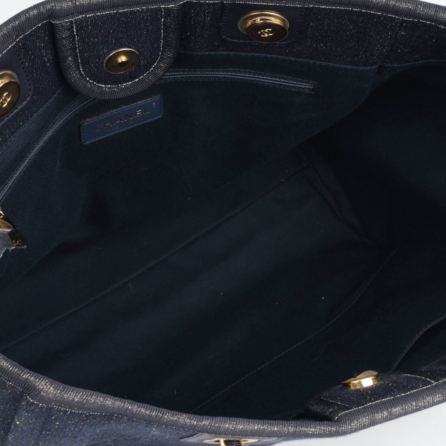 Chanel Deauville Calfskin Gold Tote Bag Calfskin
