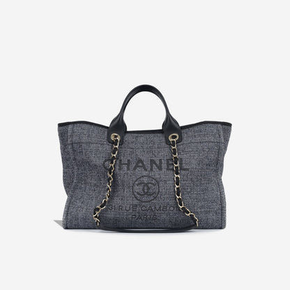 Chanel Deauville Tweed Black Tote Bag