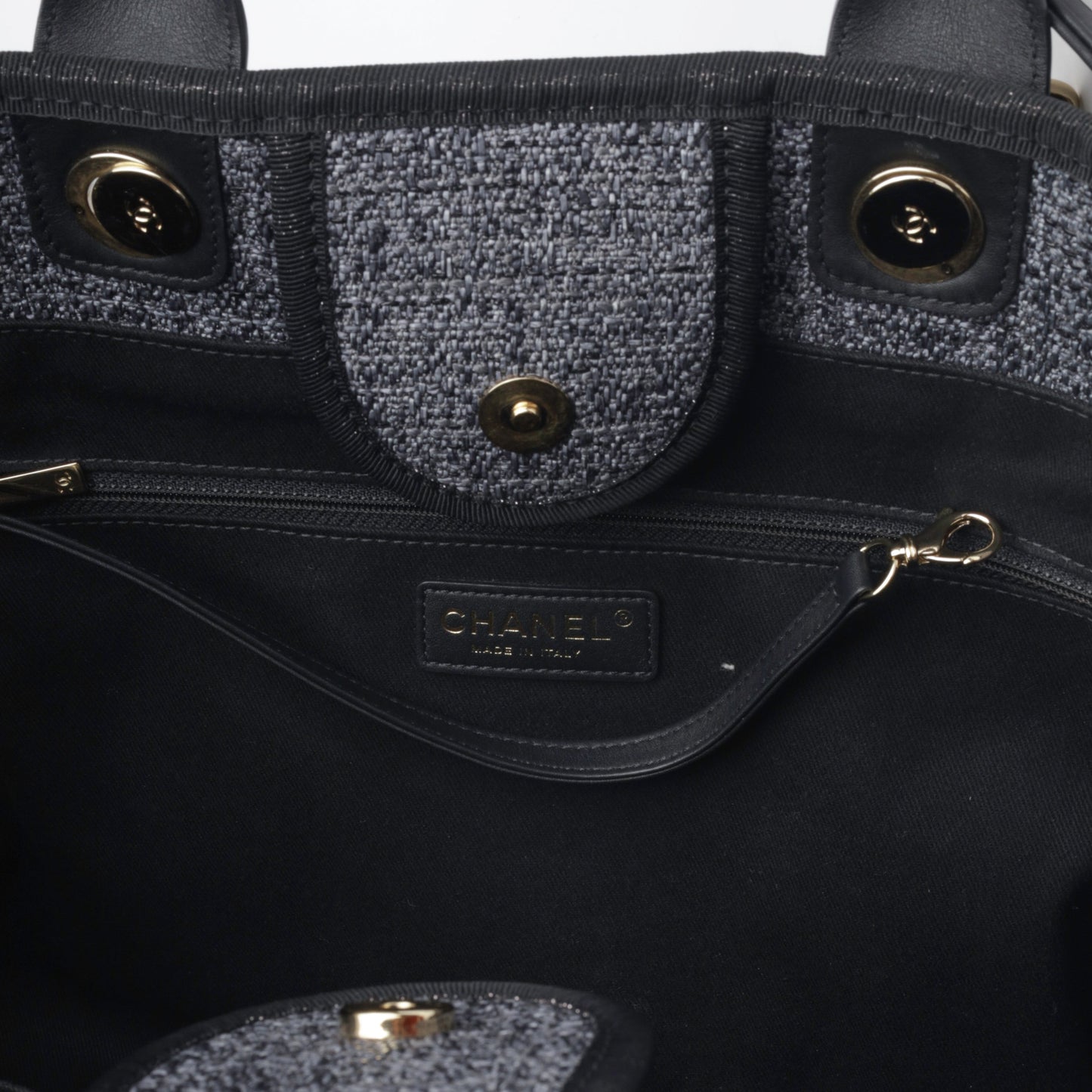 Chanel Deauville Tweed Black Tote Bag